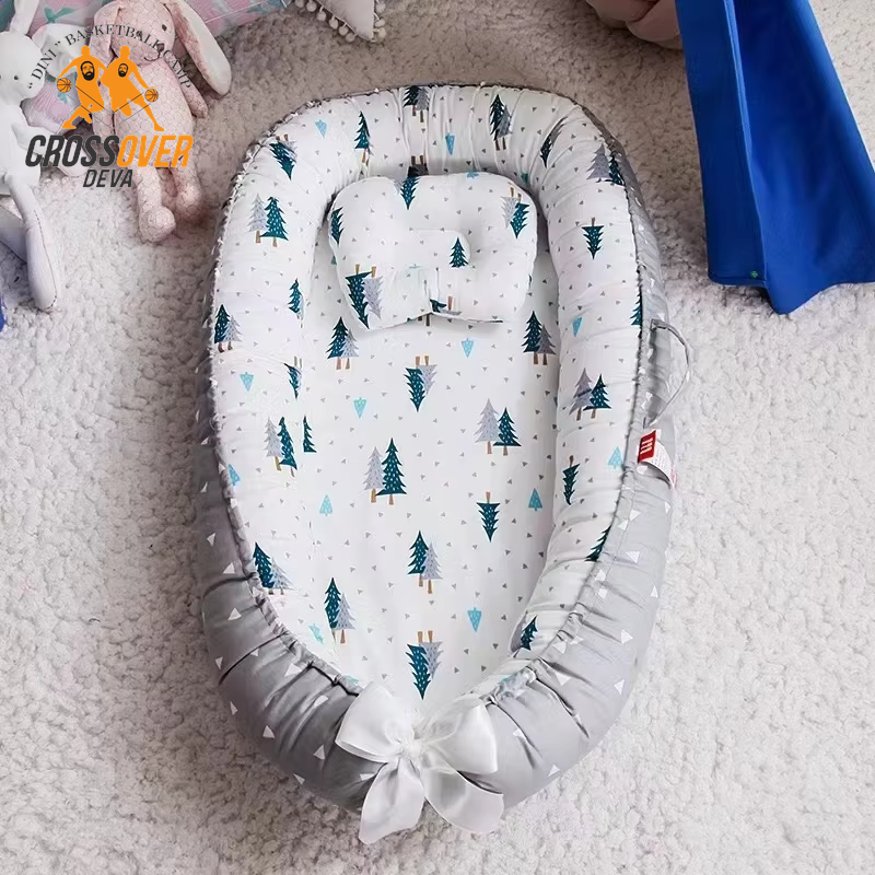 Co-Sleeping Baby Nest Lounger - Adjustable, Breathable Cotton Crib for Newborns - Portable Comfort for Parents and Babies