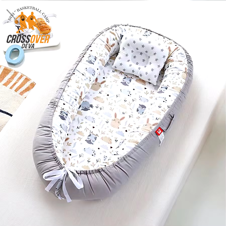 Co-Sleeping Baby Nest Lounger - Adjustable, Breathable Cotton Crib for Newborns - Portable Comfort for Parents and Babies