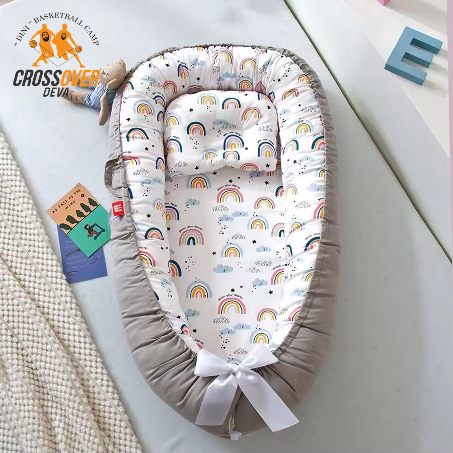 Co-Sleeping Baby Nest Lounger - Adjustable, Breathable Cotton Crib for Newborns - Portable Comfort for Parents and Babies