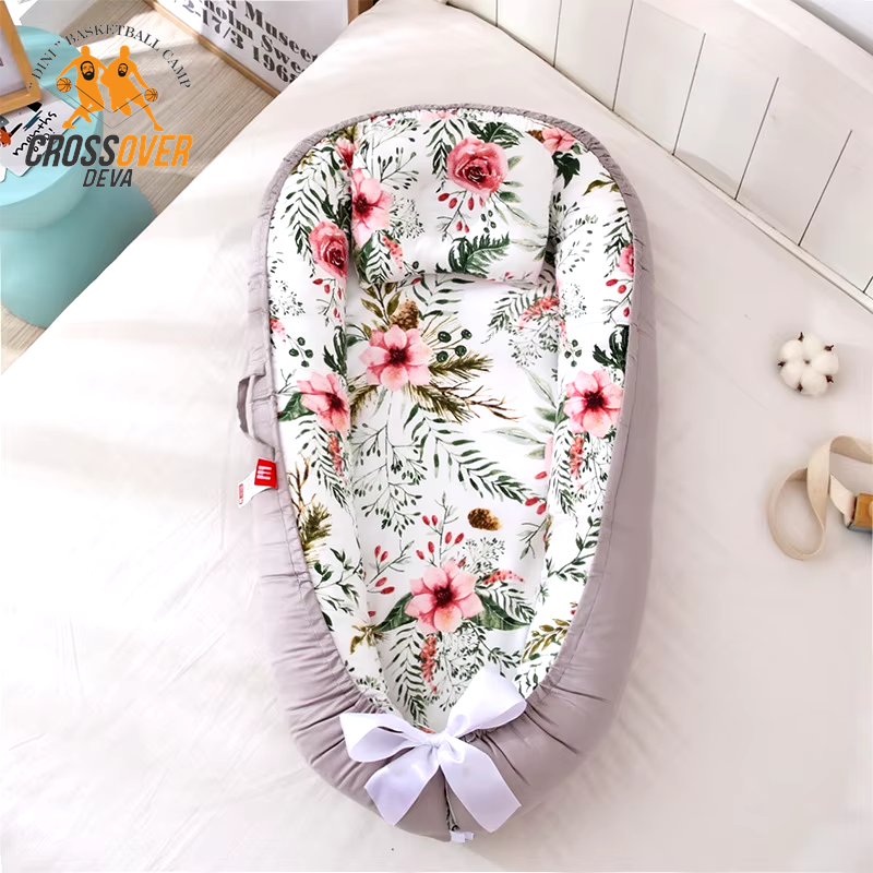 Co-Sleeping Baby Nest Lounger - Adjustable, Breathable Cotton Crib for Newborns - Portable Comfort for Parents and Babies